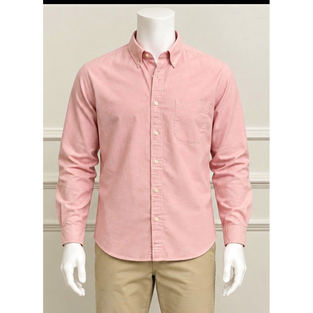 L.L. BEAN Men's Pink Solid Long Sleeve Button-Down Shirt Pocket Size 2X